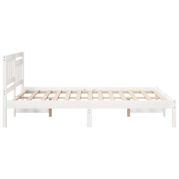 vidaXL Σκελετός Κρεβατιού Λευκό 135 x 190 cm Μασίφ ξύλο πεύκου