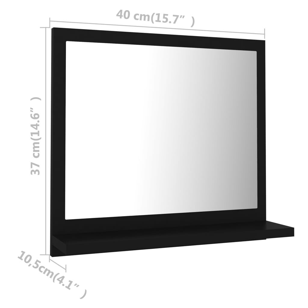 vidaXL Καθρέφτης Μπάνιου Μαύρος 40 x 10,5 x 37 εκ. Επεξ. Ξύλο