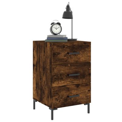 vidaXL Κομοδίνο Καπνιστή Δρυς 40 x 40 x 66 εκ. από Επεξεργασμένο Ξύλο