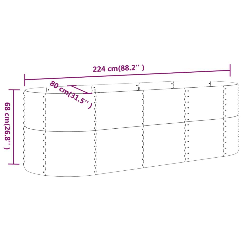 vidaXL Ζαρντινιέρα Καφέ 224x80x68 εκ. Ατσάλι με Ηλεκτρ. Βαφή Πούδρας