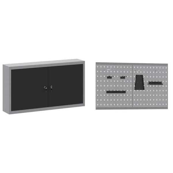vidaXL Πάγκος εργασίας με συρτάρι 5 pcs Μαύρο 100 x 55 x 200 εκ Ατσάλι