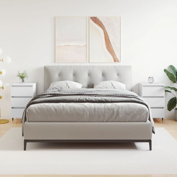 vidaXL Κομοδίνα 2 τεμ. Λευκά 40 x 35 x 69 εκ. από Επεξεργασμένο Ξύλο