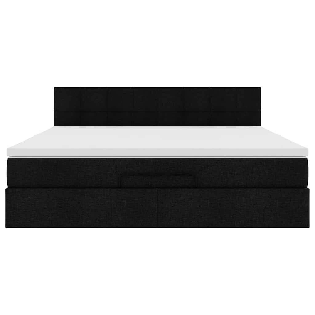 vidaXL Οθωμανικό κρεβάτι με στρώμα Μαύρο 160x200cm Ύφασμα