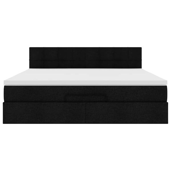 vidaXL Οθωμανικό κρεβάτι με στρώμα Μαύρο 160x200cm Ύφασμα