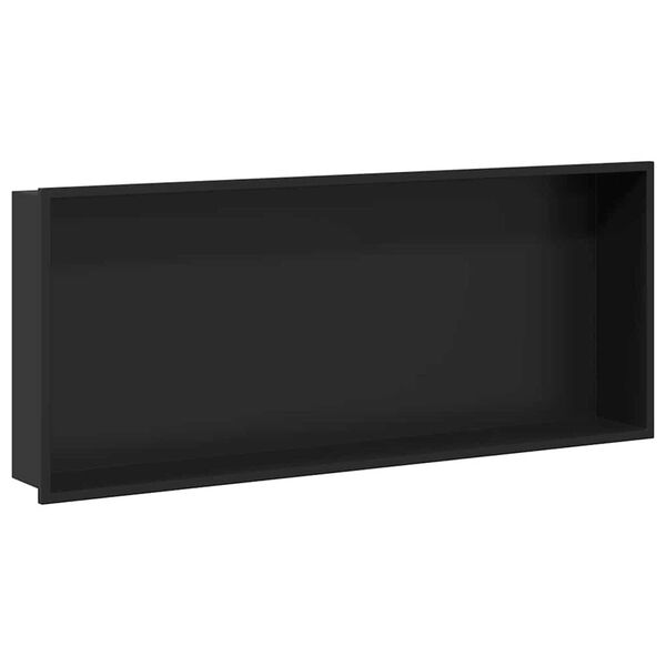 vidaXL Νίτσα Μπάνιου Μαύρο 75 x 30 x 9.5 εκ. Ανοξείδωτο ατσάλι