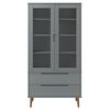 vidaXL Βιτρίνα MOLDE Γκρι 90 x 35 x 175 εκ. από Μασίφ Ξύλο Πεύκου
