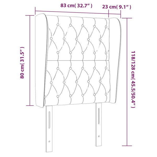 vidaXL Κεφαλάρι με Πτερύγια Ανοιχτό Γκρι 83x23x118/128 εκ. Υφασμάτινο