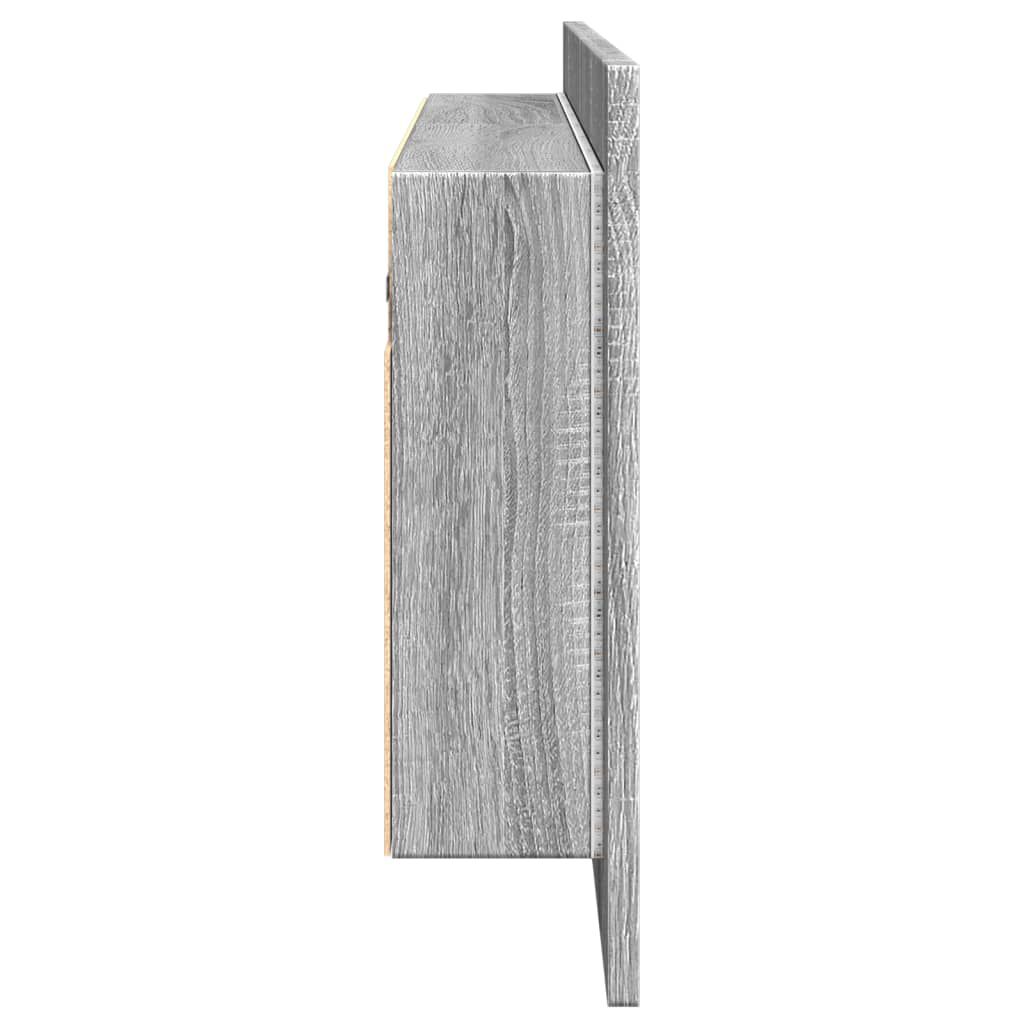 vidaXL Ντουλάπι Μπάνιου με Καθρέφτη / LED Γκρι Sonoma 100x12x45 εκ.