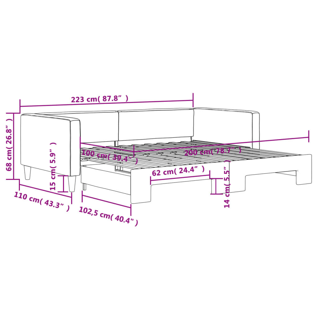 vidaXL Καναπές Κρεβάτι Συρόμενος Γκρι / Μπεζ 100 x 200 εκ. Υφασμάτινος