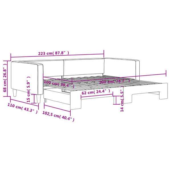 vidaXL Καναπές Κρεβάτι Συρόμενος Γκρι / Μπεζ 100 x 200 εκ. Υφασμάτινος