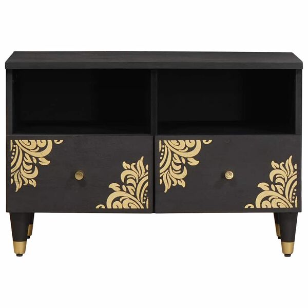 vidaXL Ντουλάπι TV με συρτάρι Μαύρο 70 x 33 x 46 εκ Στερεό ξύλο μάνγκο