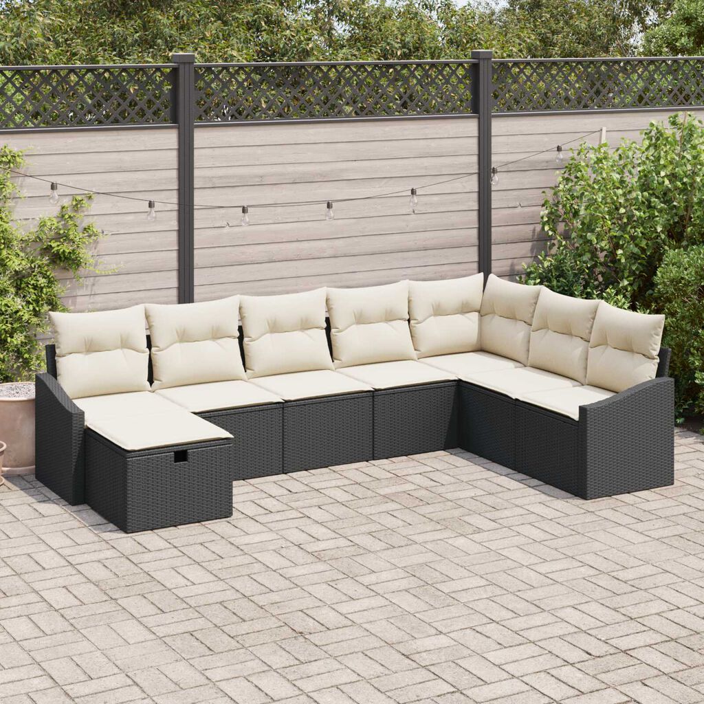 vidaXL Σετ Καναπέ Κήπου 8 pcs Μαύρο 55 x 62 x 69 εκ Πολυ ράταν