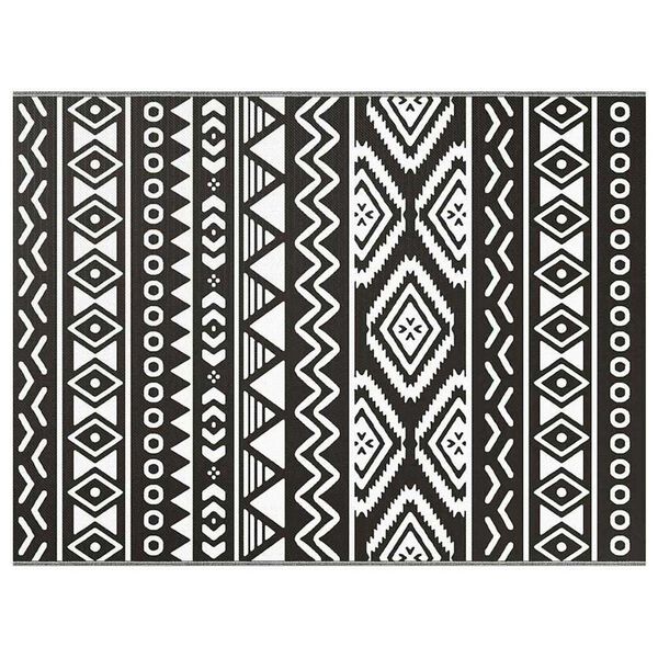 vidaXL Χαλί εξωτερικού χώρου ARAKIL μαύρο σχέδιο 300 x 400 cm PP