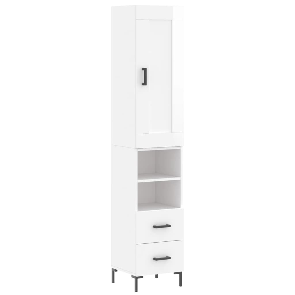 vidaXL Ντουλάπι Γυαλ. Λευκό 34,5 x 34 x 180 εκ. από Επεξεργασμένο Ξύλο