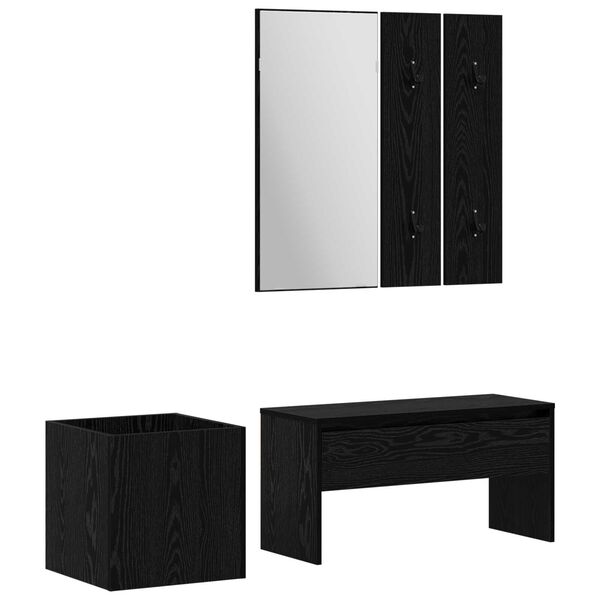vidaXL Σετ επίπλων χωλ 5 pcs Μαύρη βελανιδιά, Ασημί 80 x 30.5 x 40 εκ
