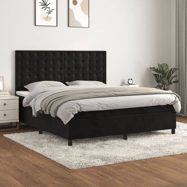 vidaXL &Kappa;&rho;&epsilon;&beta;ά&tau;&iota; Boxspring &mu;&epsilon; &Sigma;&tau;&rho;ώ&mu;&alpha; &Mu;&alpha;ύ&rho;&omicron; 180x200 &epsilon;&kappa;. &Beta;&epsilon;&lambda;&omicron;ύ&delta;&iota;&nu;&omicron;