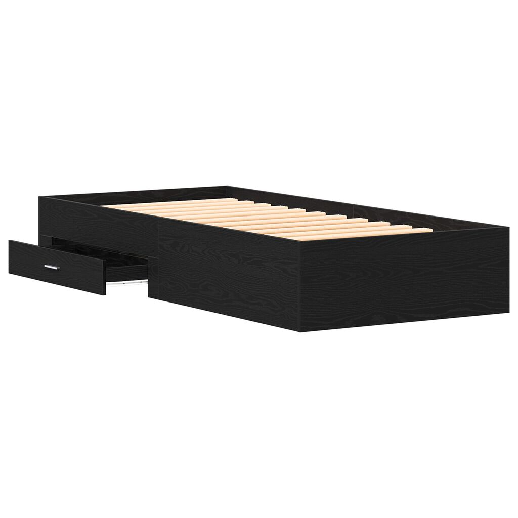 Bed Frame μαύρο δρυς 90x190 εκ. Επεξεργασμένο ξύλο