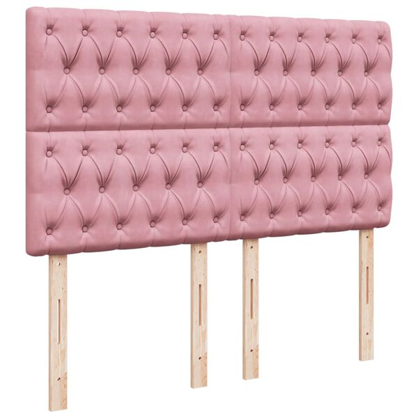 vidaXL Κρεβάτι Boxspring με Στρώμα Ροζ 140x200 εκ. Βελούδινο