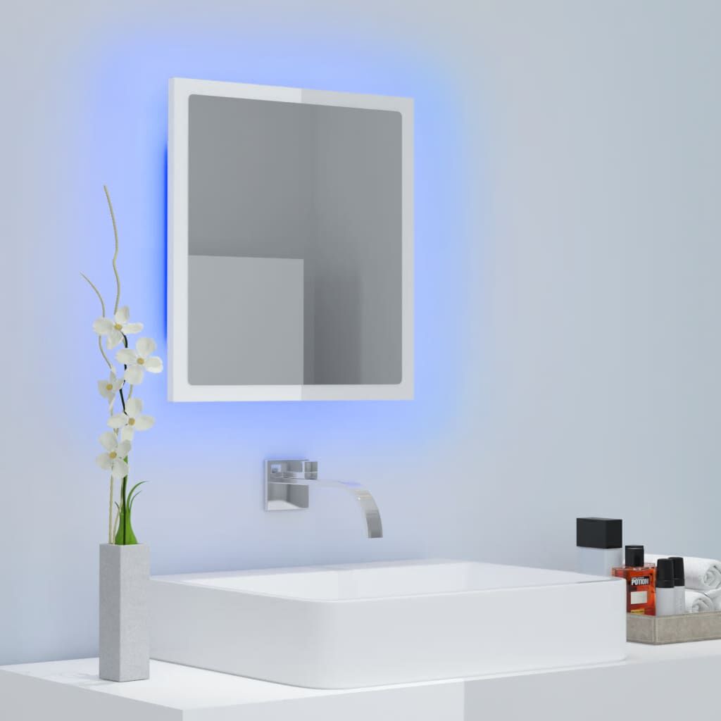 vidaXL Καθρέφτης Μπάνιου με LED Γυαλ. Λευκό 40x8,5x37 εκ. Ακρυλικός