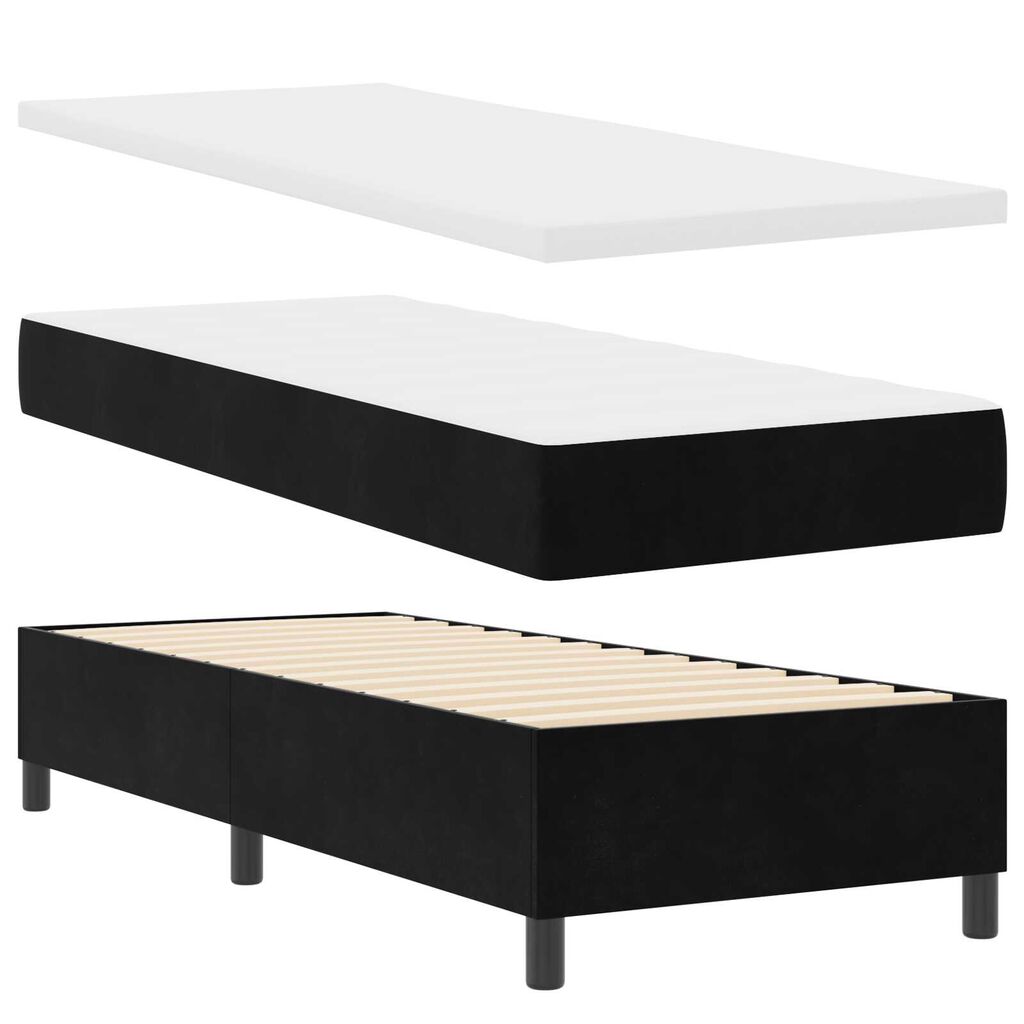 Κρεβάτι Box Spring με Στρώμα & LED μαύρο 80x200 εκ Βελούδο