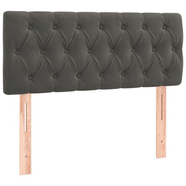 vidaXL Κρεβάτι Boxspring με Στρώμα Σκούρο Γκρι 100x200 εκ. Βελούδινο