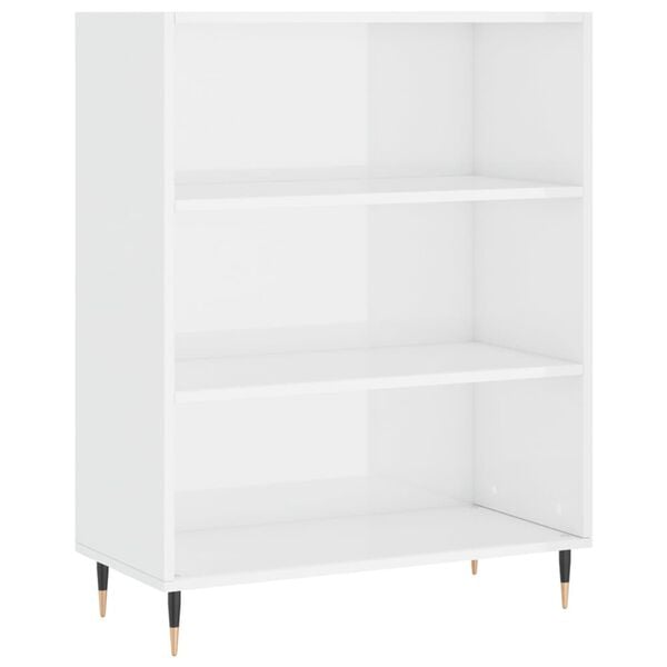 vidaXL Βιβλιοθήκη Γυαλιστερό Λευκό 69,5x32,5x90 εκ. Επεξεργασμένο Ξύλο