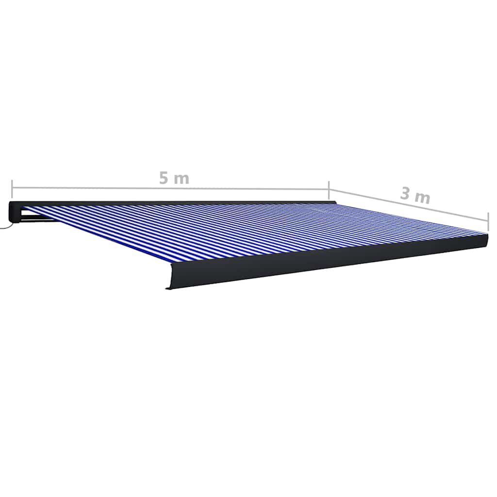 vidaXL Τέντα Κασετίνα με Μοτέρ Μπλε / Λευκή 500 x 300 εκ.