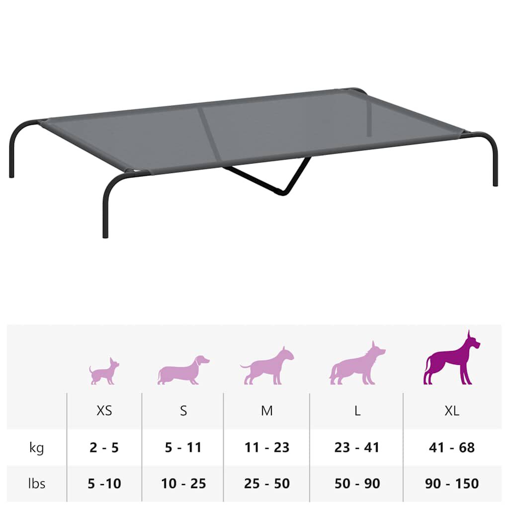 vidaXL Ανυψωμένο κρεβάτι σκύλου γκρι 150x90x20 cm Textilene και χάλυβα