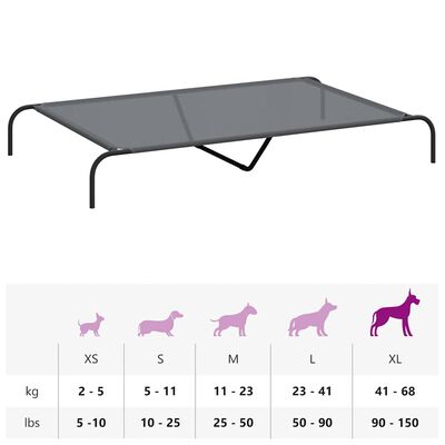 vidaXL Ανυψωμένο κρεβάτι σκύλου γκρι 150x90x20 cm Textilene και χάλυβα