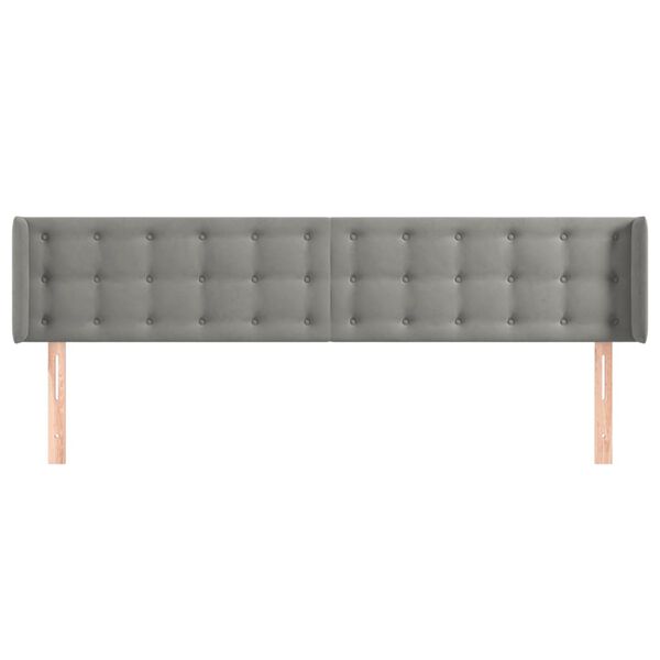 vidaXL Κεφαλάρι με Πτερύγια Ανοιχτό Γκρι 163x16x78/88 εκ. Βελούδινο
