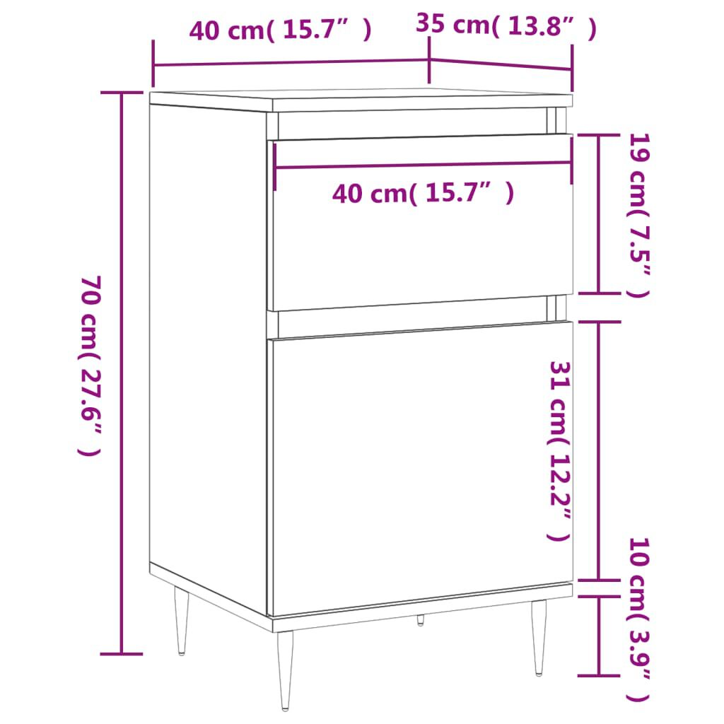 vidaXL Ντουλάπια 2 τεμ. Sonoma Δρυς 40x35x70 εκ. Επεξεργασμένο Ξύλο
