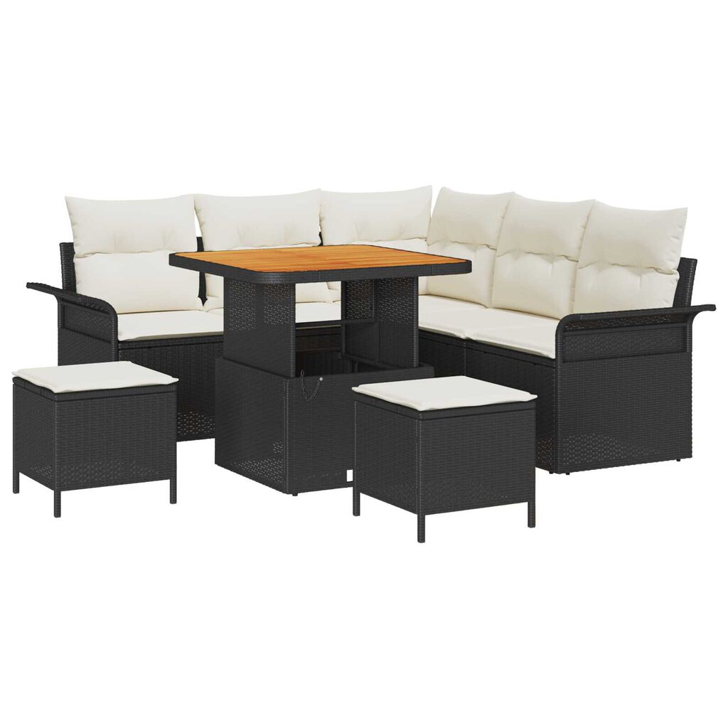 vidaXL Σετ Καναπέ Κήπου Ρυθμιζόμενο ύψος 8 pcs Μαύρο συνθετικό ρατάν
