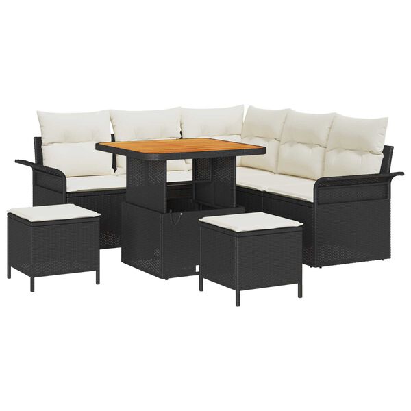 vidaXL Σετ Καναπέ Κήπου Ρυθμιζόμενο ύψος 8 pcs Μαύρο συνθετικό ρατάν