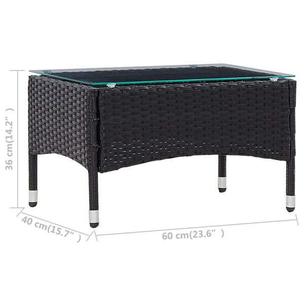 vidaXL Τραπεζάκι Σαλονιού Μαύρο 60 x 40 x 36 εκ. από Συνθετικό Ρατάν