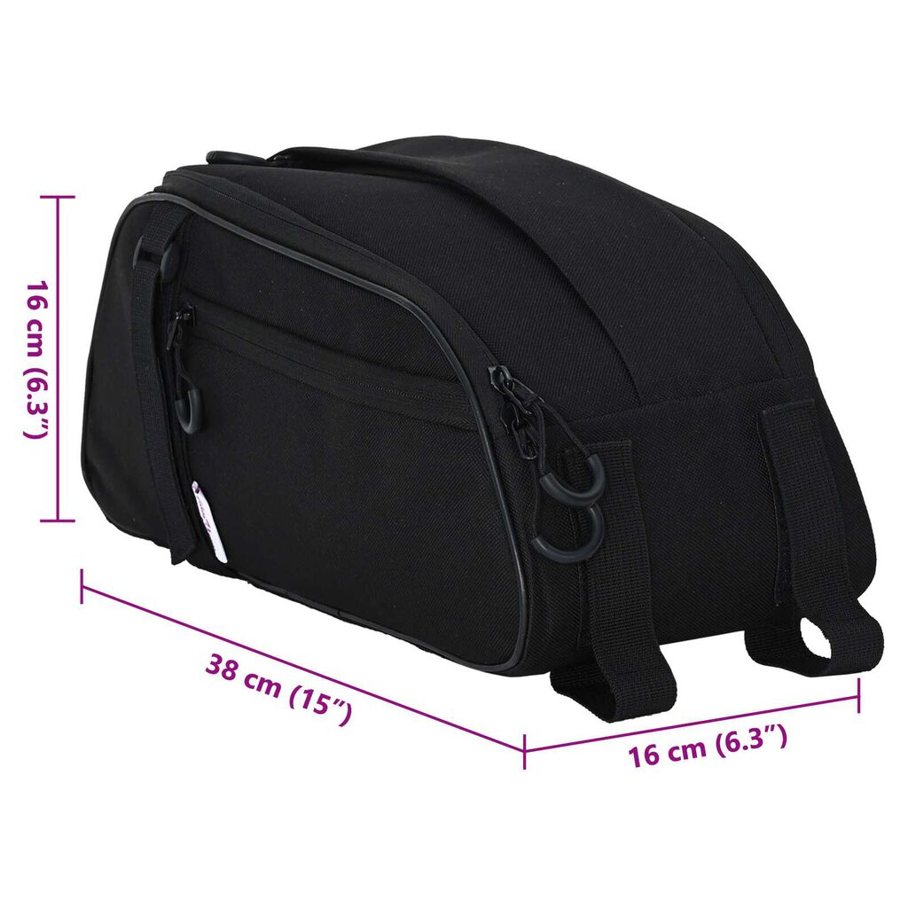 vidaXL Τσάντα Ποδηλάτου για Ράγα Pannier 8 L Μαύρη 38x16x16 εκ.