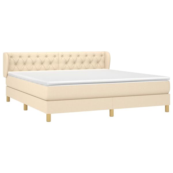 vidaXL &Kappa;&rho;&epsilon;&beta;ά&tau;&iota; Boxspring &mu;&epsilon; &Sigma;&tau;&rho;ώ&mu;&alpha; &Kappa;&rho;&epsilon;&mu; 160x200 &epsilon;&kappa;. &Upsilon;&phi;&alpha;&sigma;&mu;ά&tau;&iota;&nu;&omicron;