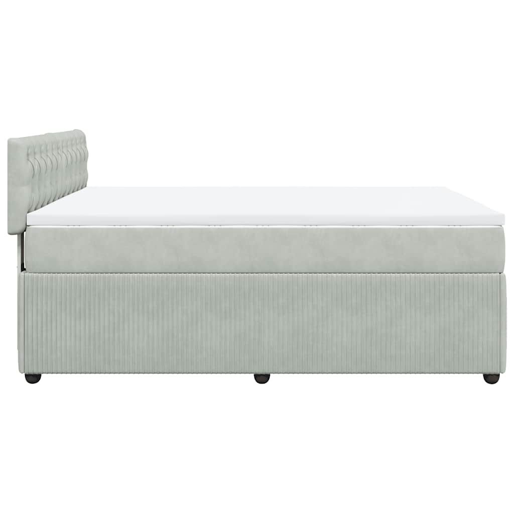 vidaXL Κρεβάτι Boxspring με Στρώμα Ανοιχτό Γκρι 140x190 εκ. Βελούδινο