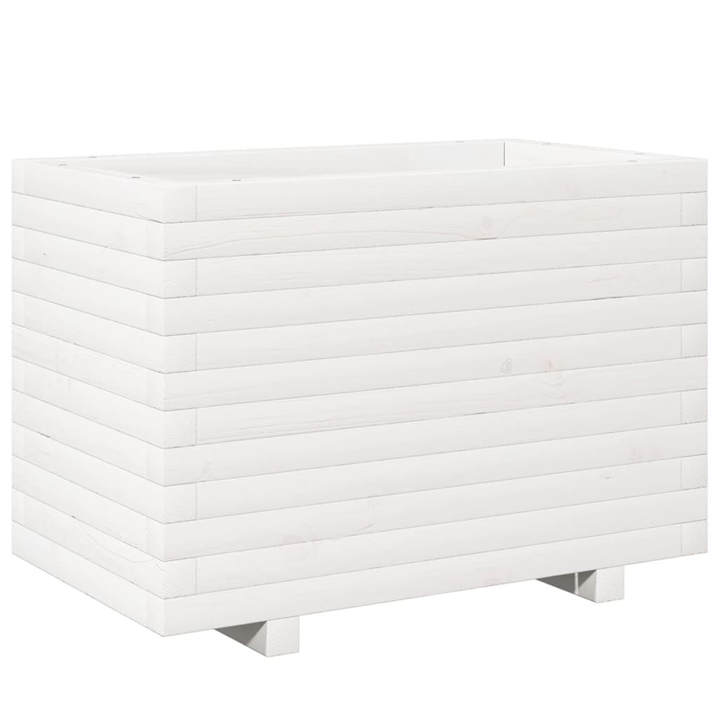 vidaXL Ζαρντινιέρα Κήπου Λευκή 70x40x49,5 εκ. από Μασίφ Ξύλο Πεύκου