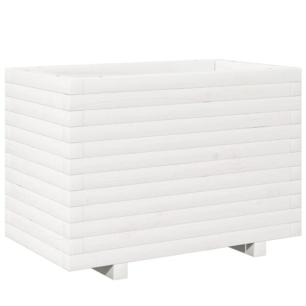 vidaXL Ζαρντινιέρα Κήπου Λευκή 70x40x49,5 εκ. από Μασίφ Ξύλο Πεύκου