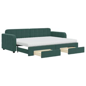 vidaXL Καναπές Κρεβάτι Συρόμενος Σκ. Πράσινο 80x200 Βελούδο Συρτάρια