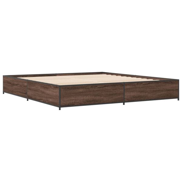 vidaXL Πλαίσιο Κρεβατιού Καφέ Δρυς 180x200 εκ. Επεξ. Ξύλο & Μέταλλο