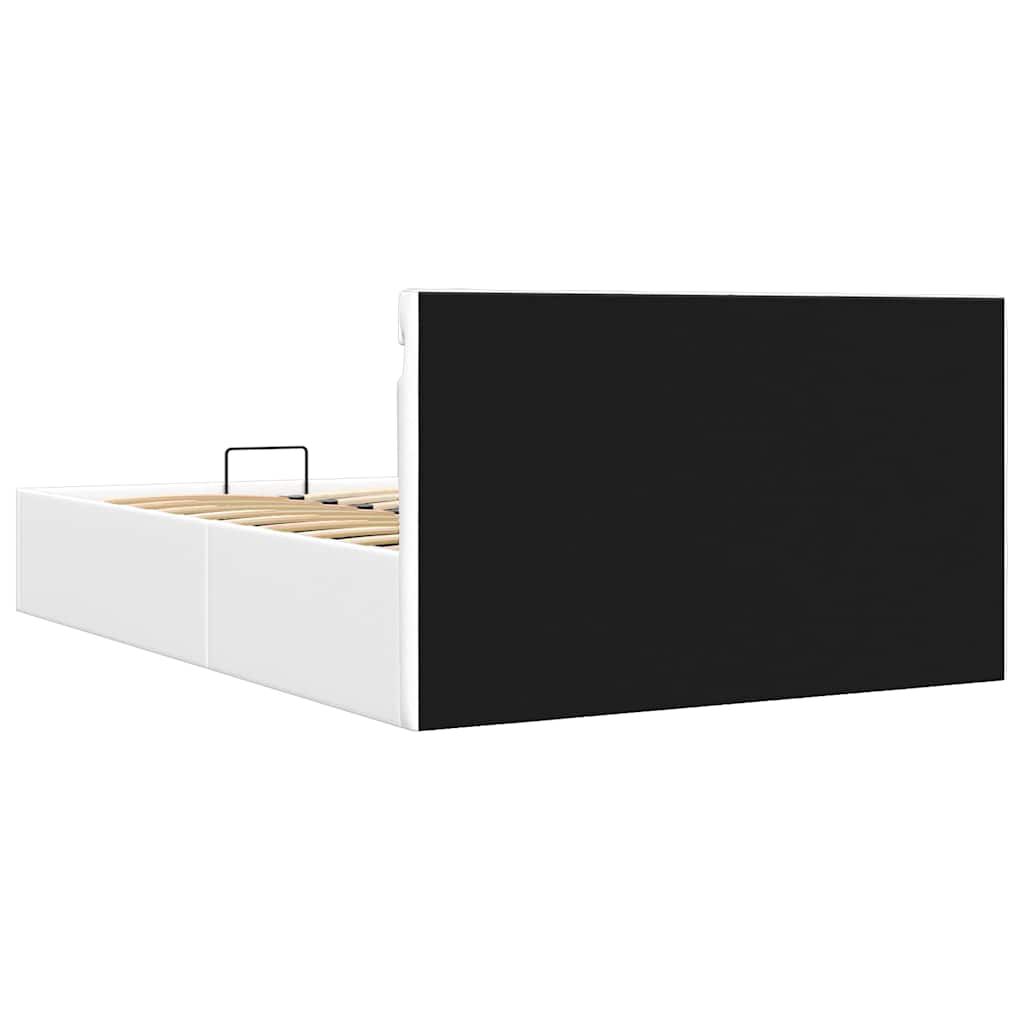 vidaXL Πλαίσιο Κρεβατιού με Αποθ. Χώρο/LED Λευκό 120x200 εκ. Δερματίνη
