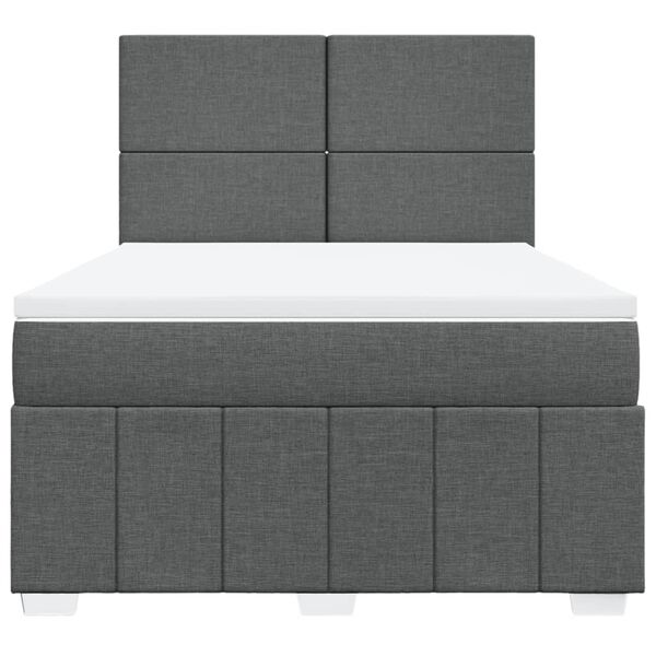 vidaXL Κρεβάτι Boxspring με Στρώμα Σκούρο Γκρι 140x200 εκ Υφασμάτινο