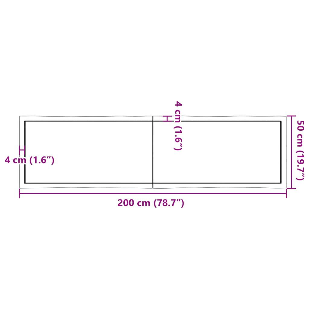 vidaXL Επιφ Τραπεζιού Αν Καφέ 200x50x(2-6)εκ.Ακατέργ. Μασίφ Ξύλο Δρυός
