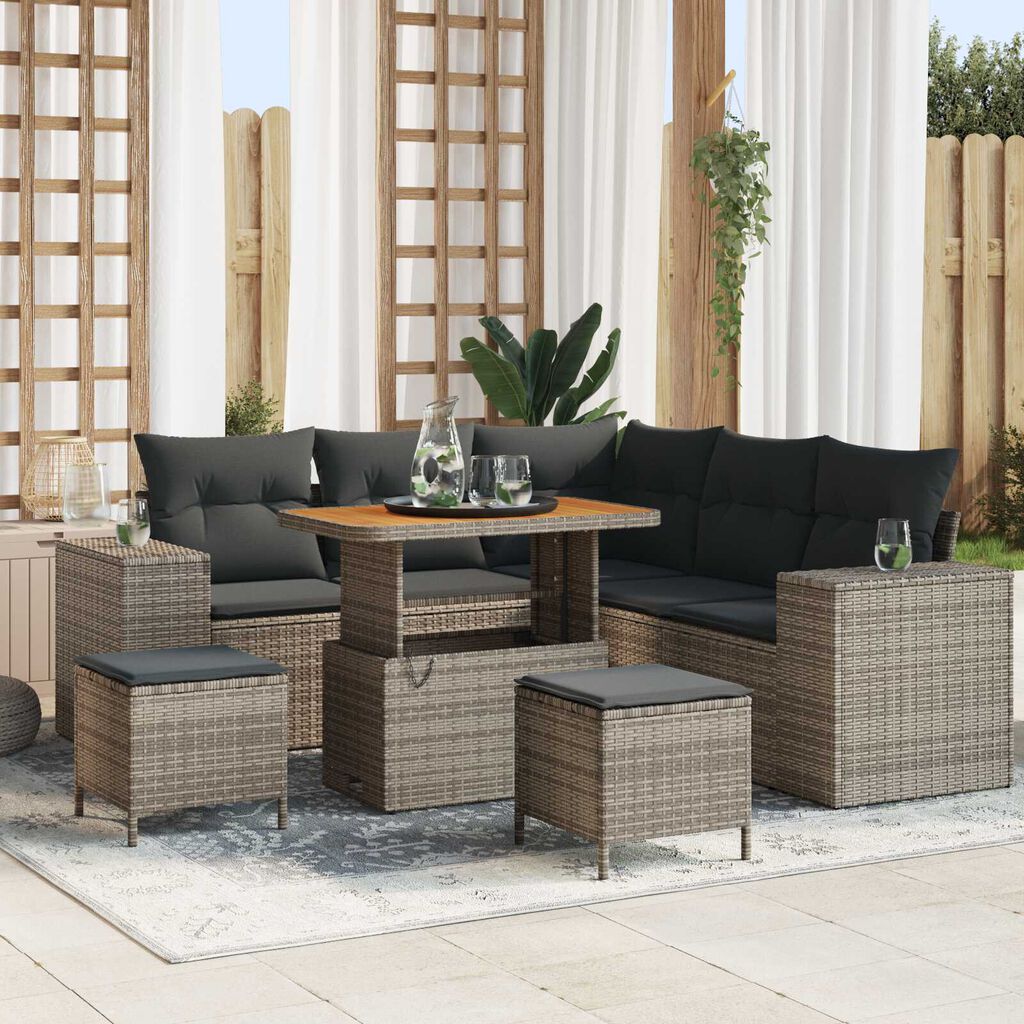 vidaXL Σετ Καναπέ Κήπου 8 pcs Γκρι συνθετικό ρατάν