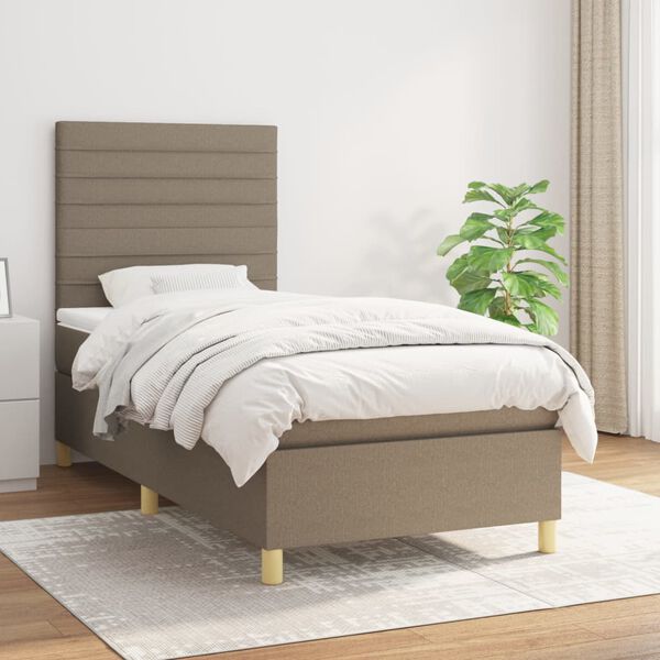 vidaXL &Kappa;&rho;&epsilon;&beta;ά&tau;&iota; Boxspring &mu;&epsilon; &Sigma;&tau;&rho;ώ&mu;&alpha; Taupe 80x200 &epsilon;&kappa;. &Upsilon;&phi;&alpha;&sigma;&mu;ά&tau;&iota;&nu;&omicron;