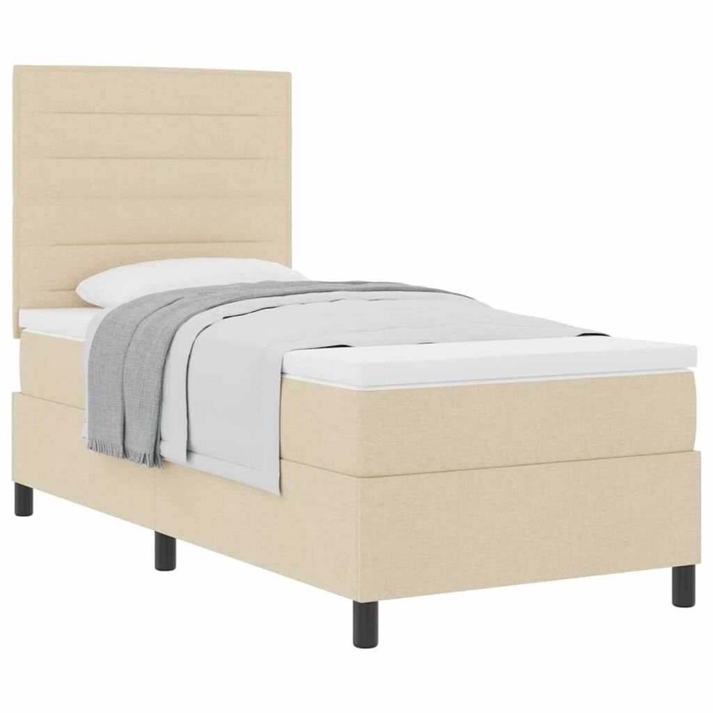 vidaXL Κρεβάτι με ελατήρια με στρώμα Κρεμ 100 x 200 cm ύφασμα