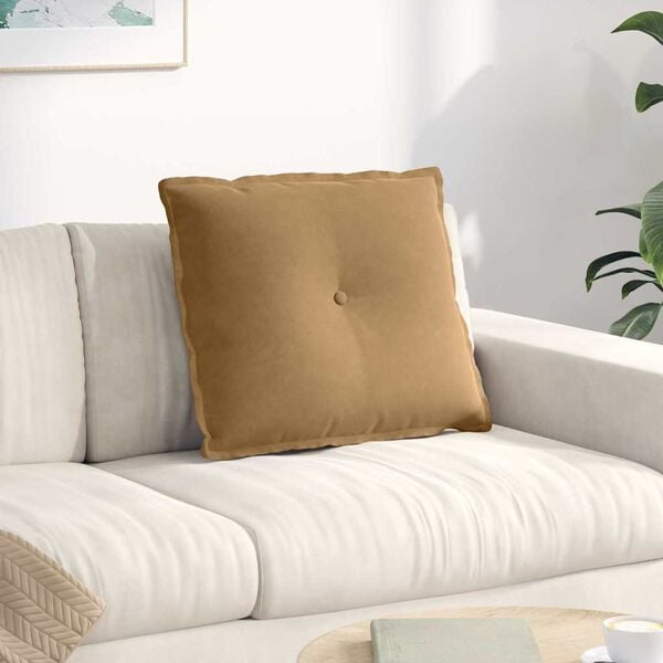 vidaXL Μαξιλάρι Πλάτης Καφέ 60 x 50 cm Υφασμάτινο Κορντουρά