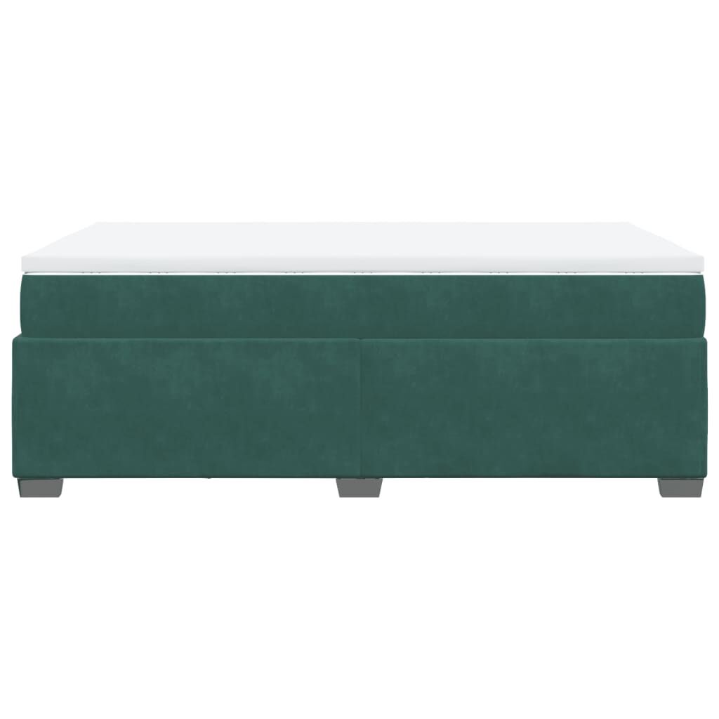 vidaXL Κρεβάτι Boxspring με Στρώμα Σκούρο Πράσινο 120x190εκ. Βελούδινο