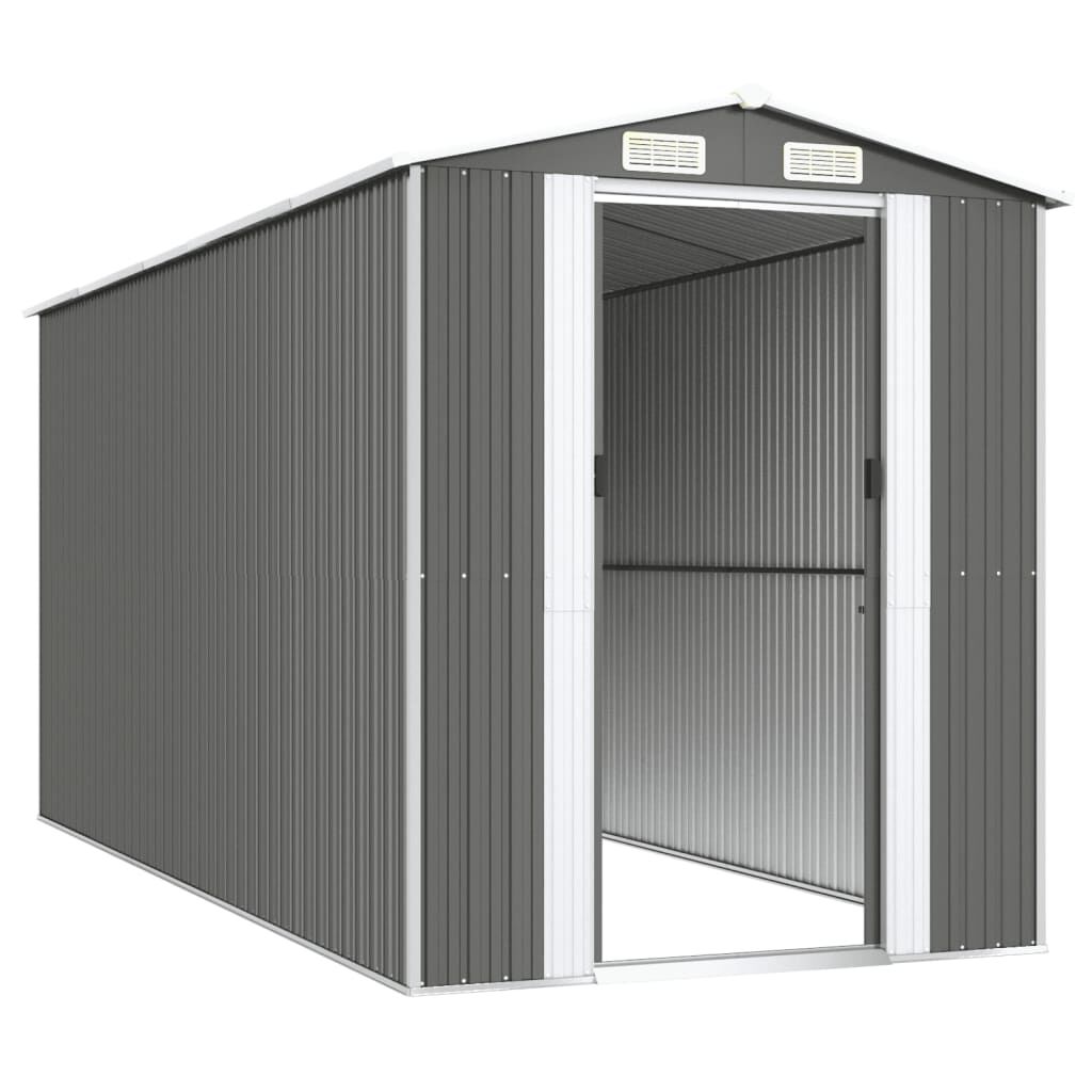 vidaXL Αποθήκη Κήπου Ανοιχτό γκρι 192x440x223 εκ. Γαλβανισμένο Ατσάλι